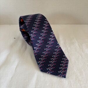 Tallia Mens Navy Blue Geometric Diamond Silk Necktie 3 Inch Width 121148